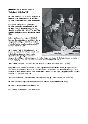 A preview of a PDF biography for Walkden, Malcolm Thomas Kershaw